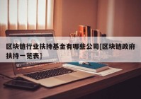 区块链行业扶持基金有哪些公司[区块链政府扶持一览表]